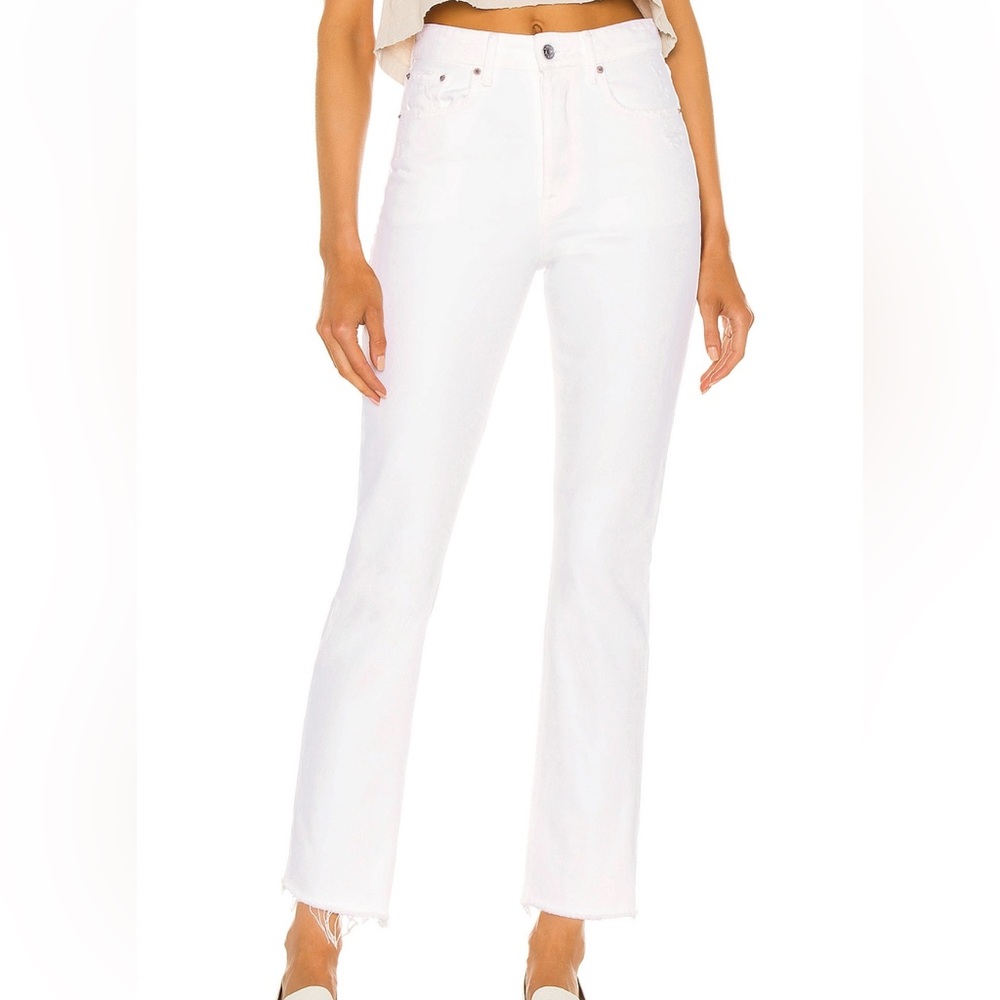 Grlfrnd Karolina High Rise Straight Crop White Jeans